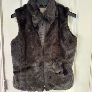 Banana Republic Charcoal Faux Fur Vest